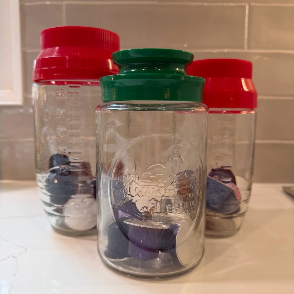 Set of 3 Vtg Anchor Hocking Coffee Jars w/Lids